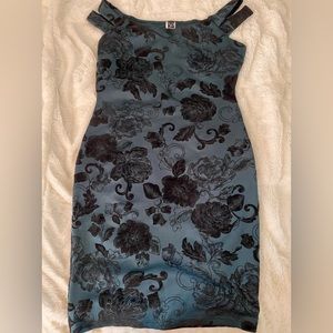 Windsor emerald green dress with black velvet floral!